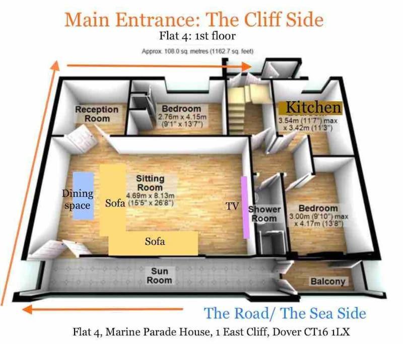 Flat 4 Marine Parade House, 1 East Cliff- Next To Dover Port, White Cliffs, Beach, Castle ภายนอก รูปภาพ